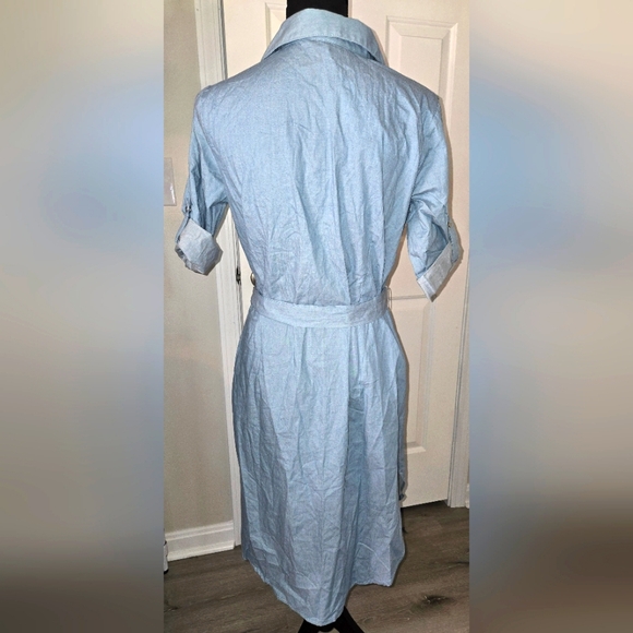 NWT NY Collection Women's Light Blue Denim Shirtdress - Picture 2 of 8